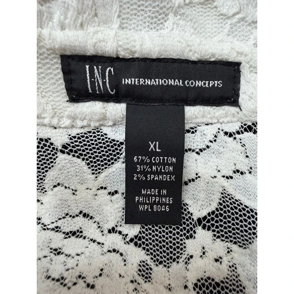 INC International Concepts White Lace Blazer Jacket Shawl Collar Open Front - Picture 4 of 6